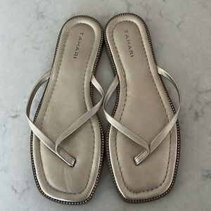 Gold leather flat thong sandal